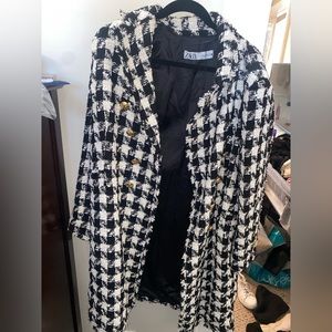 Zara long houndstooth jacket